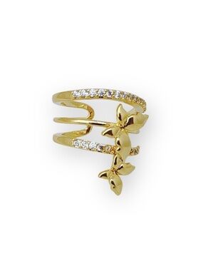 Butterfly Ear Cuff Gold Plated Real Zirconia